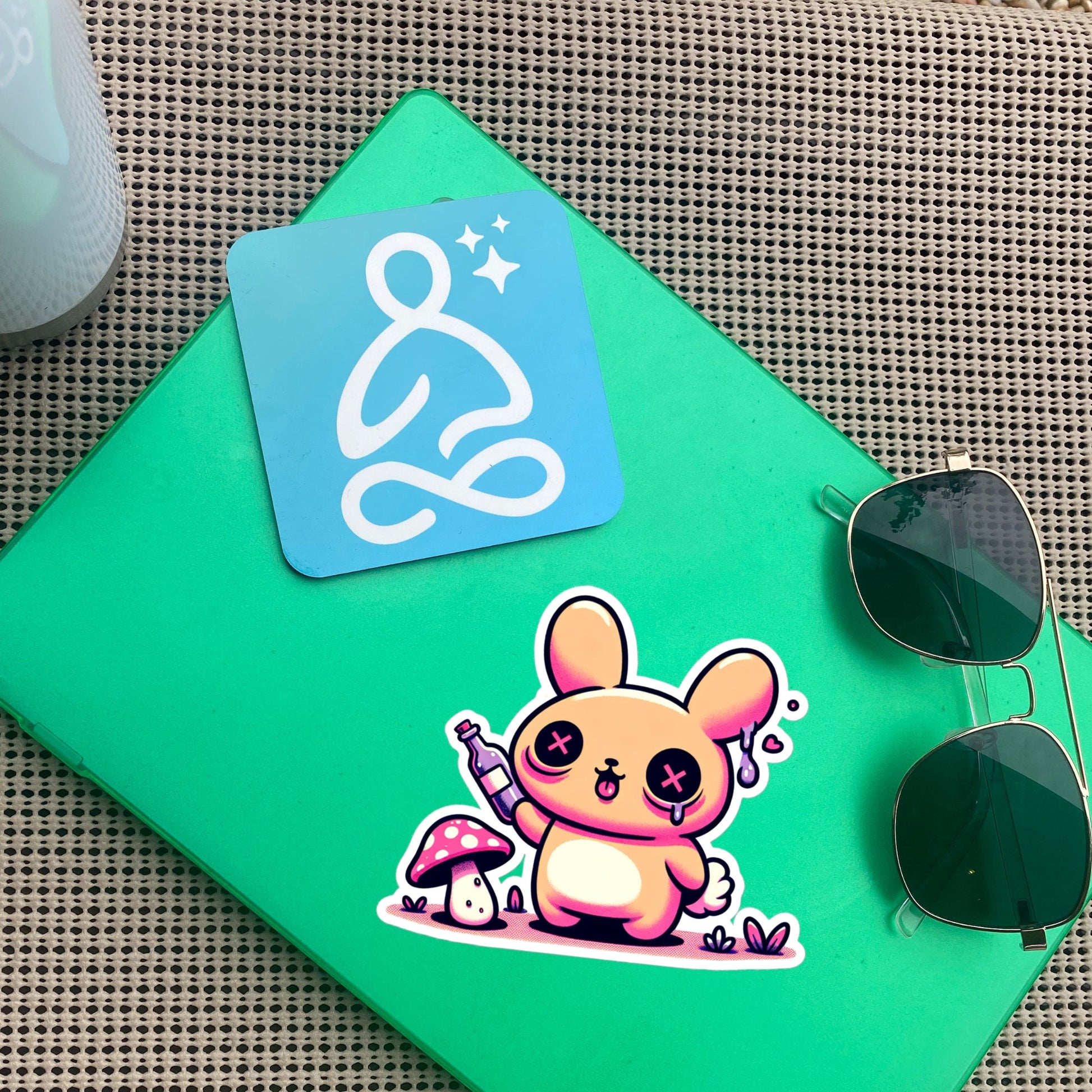 Weirdcore Pastel Goth Grunge Cute Trippy Bunny Vinyl Sticker Oddcore Rabbit Waterproof Sticker, Weird Stuff Unique Gift