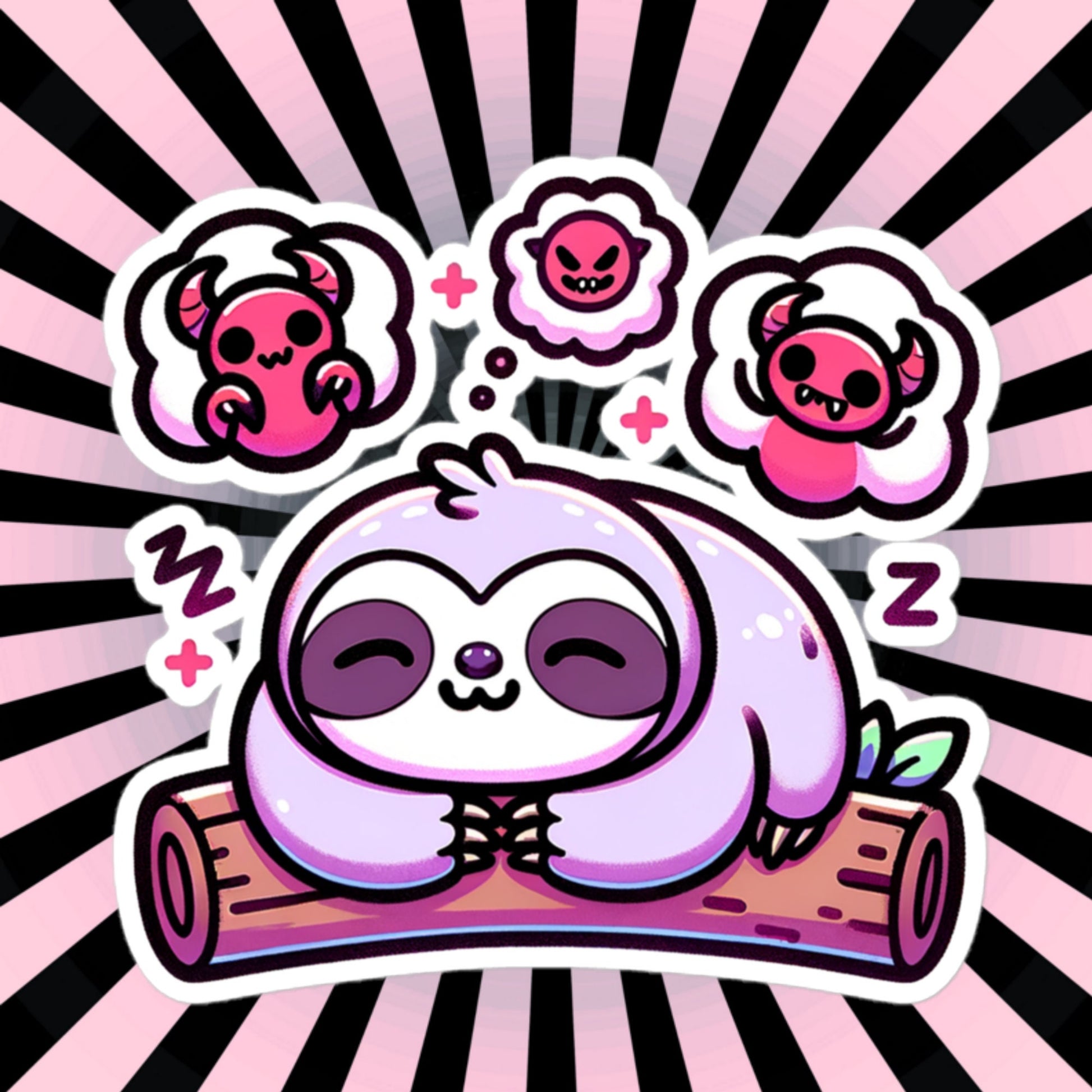 Weirdcore Pastel Goth Grunge Cute Sloth Vinyl Sticker Dreaming Nightmares Oddcore Waterproof Sticker, Weird Stuff Unique Gift