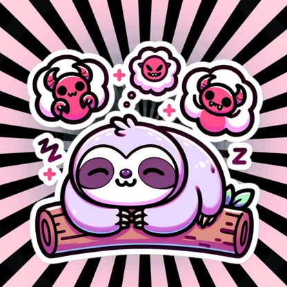 Weirdcore Pastel Goth Grunge Cute Sloth Vinyl Sticker Dreaming Nightmares Oddcore Waterproof Sticker, Weird Stuff Unique Gift