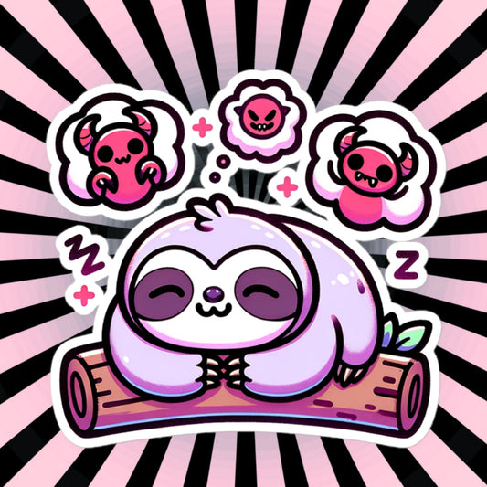 Weirdcore Pastel Goth Grunge Cute Sloth Vinyl Sticker Dreaming Nightmares Oddcore Waterproof Sticker, Weird Stuff Unique Gift