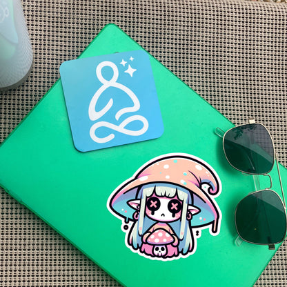 Weirdcore Pastel Goth Grunge Cute Sad Elf Mushroom Vinyl Sticker Mushroom Elf Oddcore Waterproof Sticker, Weird Stuff Unique Gift