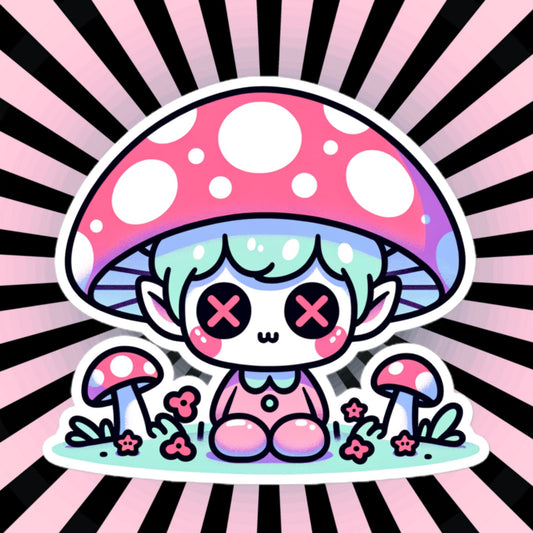 Creepy Cute Gore Clowncore Mushroom Boy Vinyl Sticker Grunge Pastel Goth Sticker Gifts