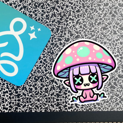 Creepy Cute Weirdcore Mushroom Elf Vinyl Sticker Grunge Pastel Goth Elf Sticker Gift