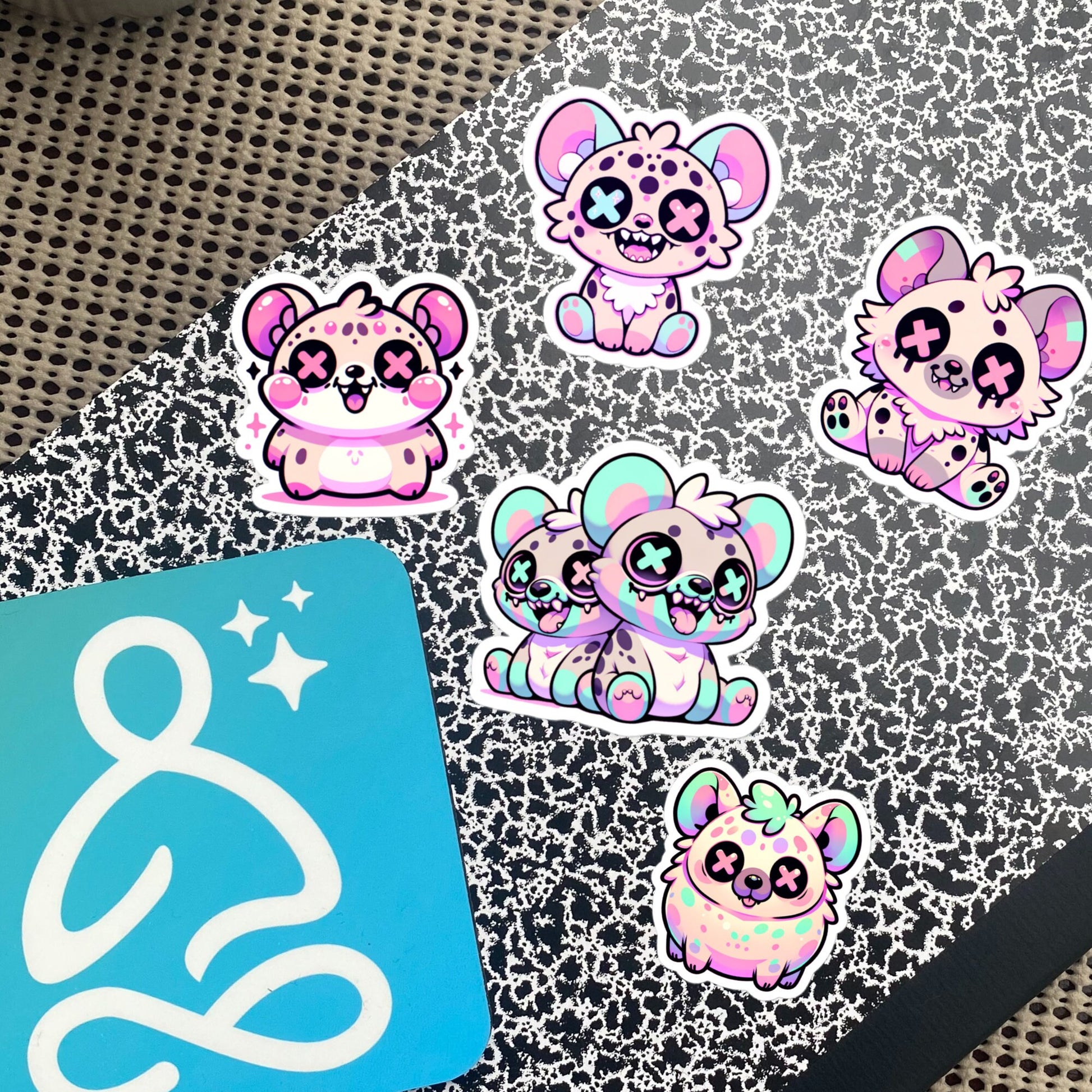 Creepy Cute Gore Clowncore Hyena Sticker Sheet Grunge Pastel Goth Hyena Sticker Pack