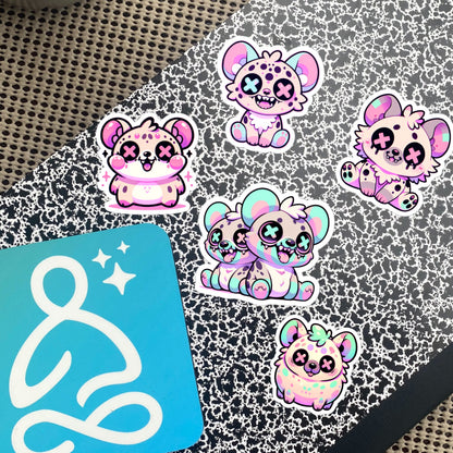 Creepy Cute Gore Clowncore Hyena Sticker Sheet Grunge Pastel Goth Hyena Sticker Pack