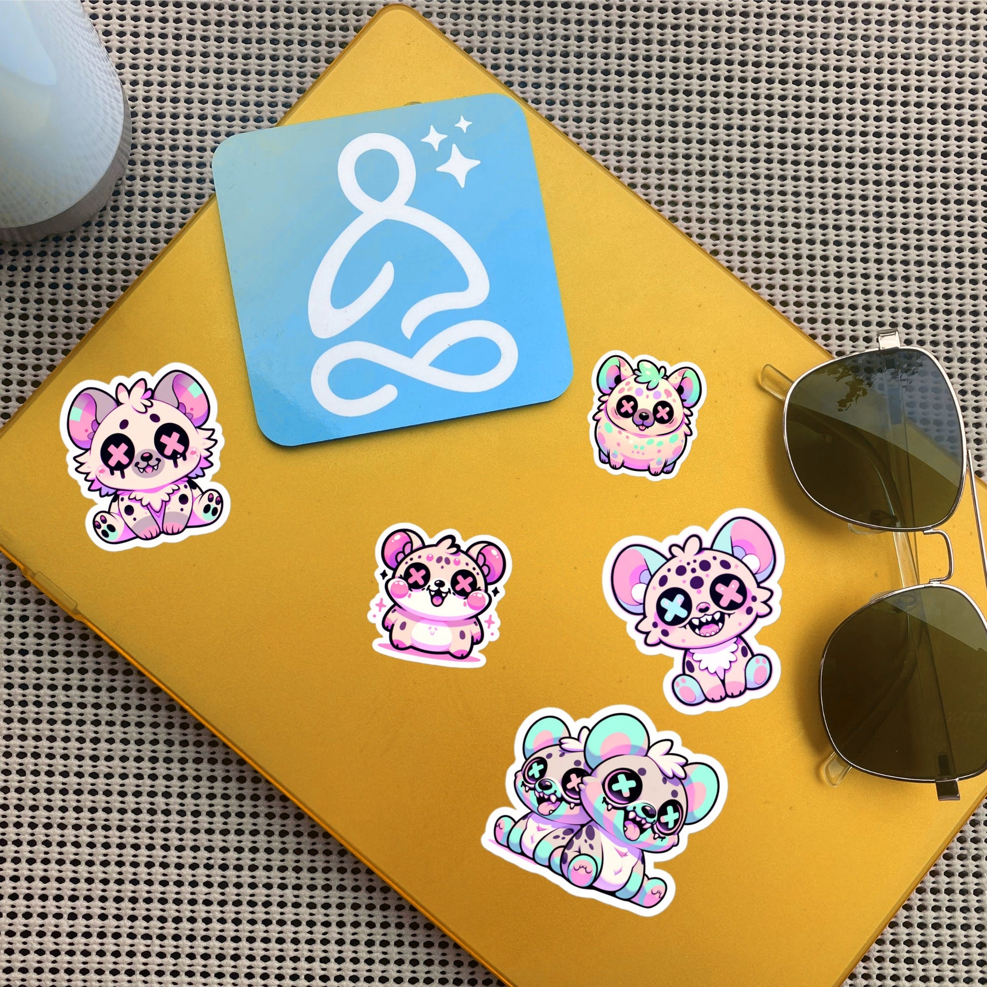 Creepy Cute Gore Clowncore Hyena Sticker Sheet Grunge Pastel Goth Hyena Sticker Pack