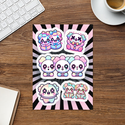 Creepy Cute Gore Clowncore Clowns Sticker Sheet Grunge Pastel Goth Clowns Sticker Pack