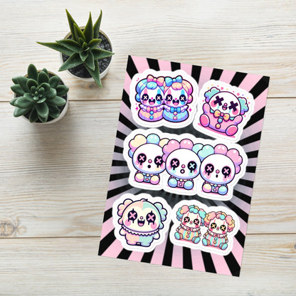 Creepy Cute Gore Clowncore Clowns Sticker Sheet Grunge Pastel Goth Clowns Sticker Pack