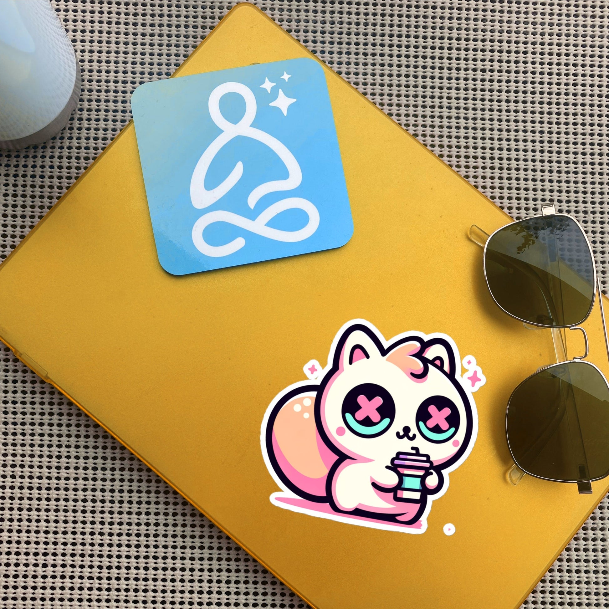 Weirdcore Pastel Goth Grunge Cute Coffee Squirrel Vinyl Sticker Rodent Oddcore Waterproof Sticker, Weird Stuff Unique Gift