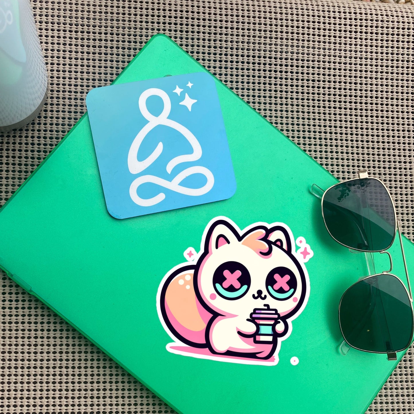 Weirdcore Pastel Goth Grunge Cute Coffee Squirrel Vinyl Sticker Rodent Oddcore Waterproof Sticker, Weird Stuff Unique Gift