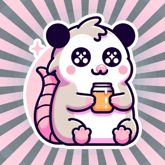 Weirdcore Pastel Goth Grunge Cute Opossum Vinyl Sticker Rodent Oddcore Waterproof Sticker, Weird Stuff Unique Gift