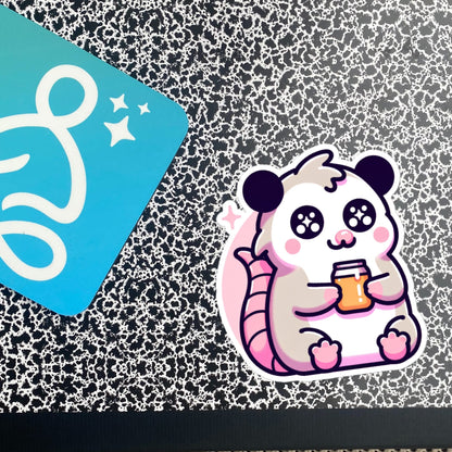 Weirdcore Pastel Goth Grunge Cute Opossum Vinyl Sticker Rodent Oddcore Waterproof Sticker, Weird Stuff Unique Gift