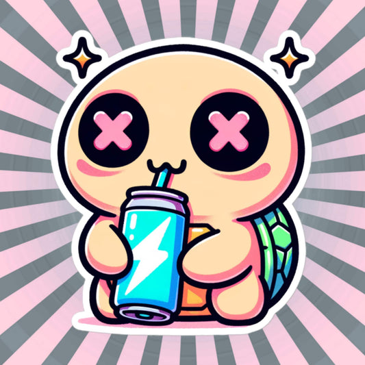 Weirdcore Pastel Goth Grunge Cute Turtle Vinyl Sticker Energy Drink Oddcore Waterproof Sticker, Weird Stuff Unique Gift