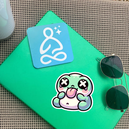 Weirdcore Pastel Goth Grunge Cute Chubby Frog Vinyl Sticker Froggy Oddcore Waterproof Sticker, Weird Stuff Unique Gift