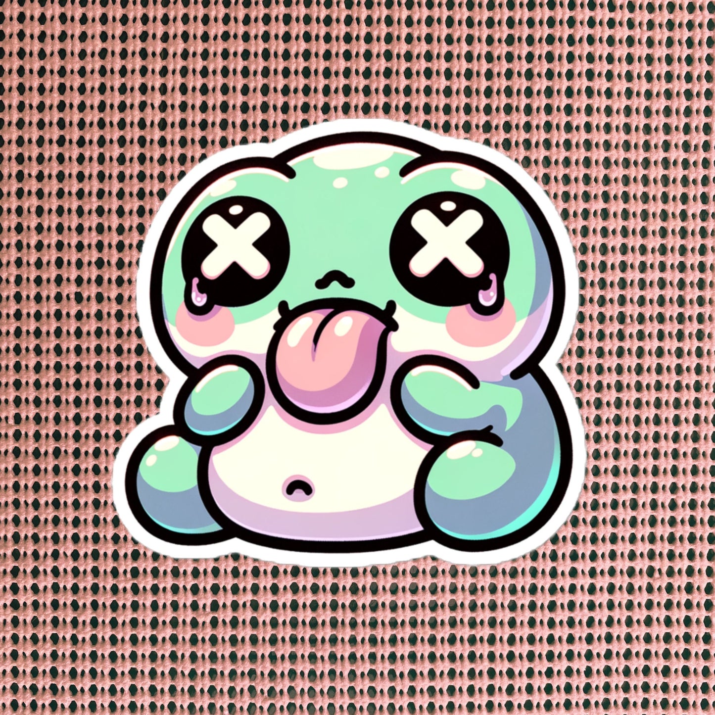Weirdcore Pastel Goth Grunge Cute Chubby Frog Vinyl Sticker Froggy Oddcore Waterproof Sticker, Weird Stuff Unique Gift
