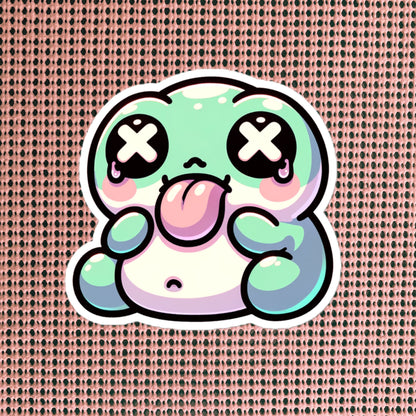 Weirdcore Pastel Goth Grunge Cute Chubby Frog Vinyl Sticker Froggy Oddcore Waterproof Sticker, Weird Stuff Unique Gift