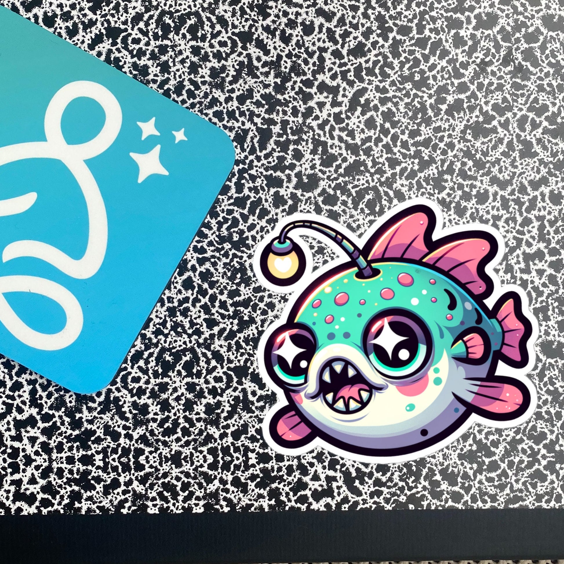 Weirdcore Pastel Goth Grunge Cute Anglerfish Vinyl Sticker Fish Oddcore Waterproof Sticker, Weird Stuff Unique Gift