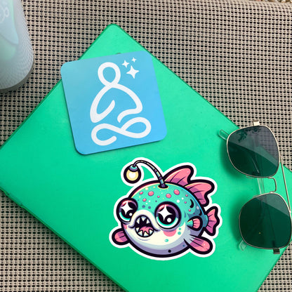 Weirdcore Pastel Goth Grunge Cute Anglerfish Vinyl Sticker Fish Oddcore Waterproof Sticker, Weird Stuff Unique Gift