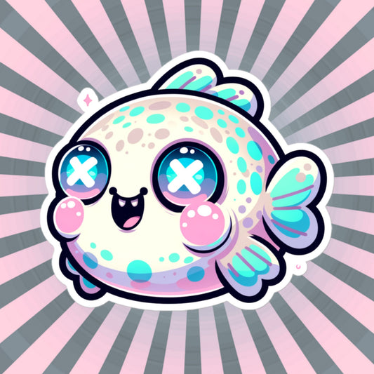 Weirdcore Pastel Goth Grunge Cute Chubby Fish Vinyl Sticker Fish Oddcore Waterproof Sticker, Weird Stuff Unique Gift