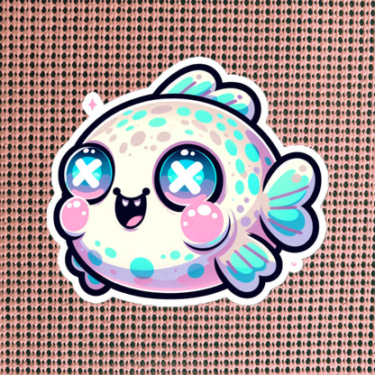 Weirdcore Pastel Goth Grunge Cute Chubby Fish Vinyl Sticker Fish Oddcore Waterproof Sticker, Weird Stuff Unique Gift