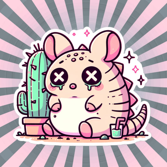 Weirdcore Pastel Goth Grunge Cute Armadillo Vinyl Sticker Sad Dillo Oddcore Waterproof Sticker, Weird Stuff Unique Gift