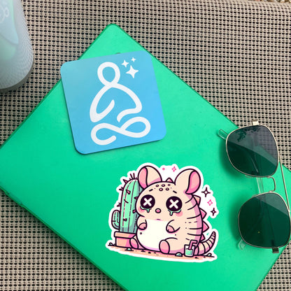 Weirdcore Pastel Goth Grunge Cute Armadillo Vinyl Sticker Sad Dillo Oddcore Waterproof Sticker, Weird Stuff Unique Gift