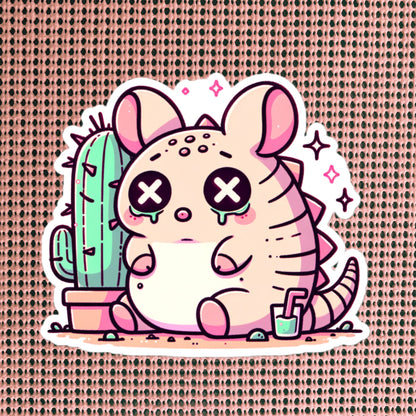 Weirdcore Pastel Goth Grunge Cute Armadillo Vinyl Sticker Sad Dillo Oddcore Waterproof Sticker, Weird Stuff Unique Gift
