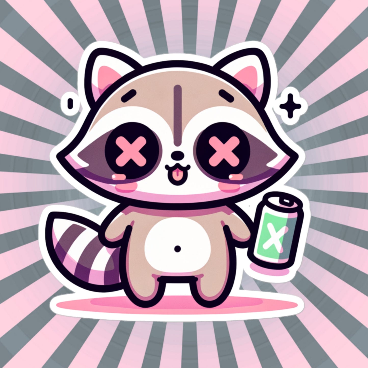 Weirdcore Pastel Goth Grunge Cute Raccoon Vinyl Sticker Trash Panda Oddcore Waterproof Sticker, Weird Stuff Unique Gift