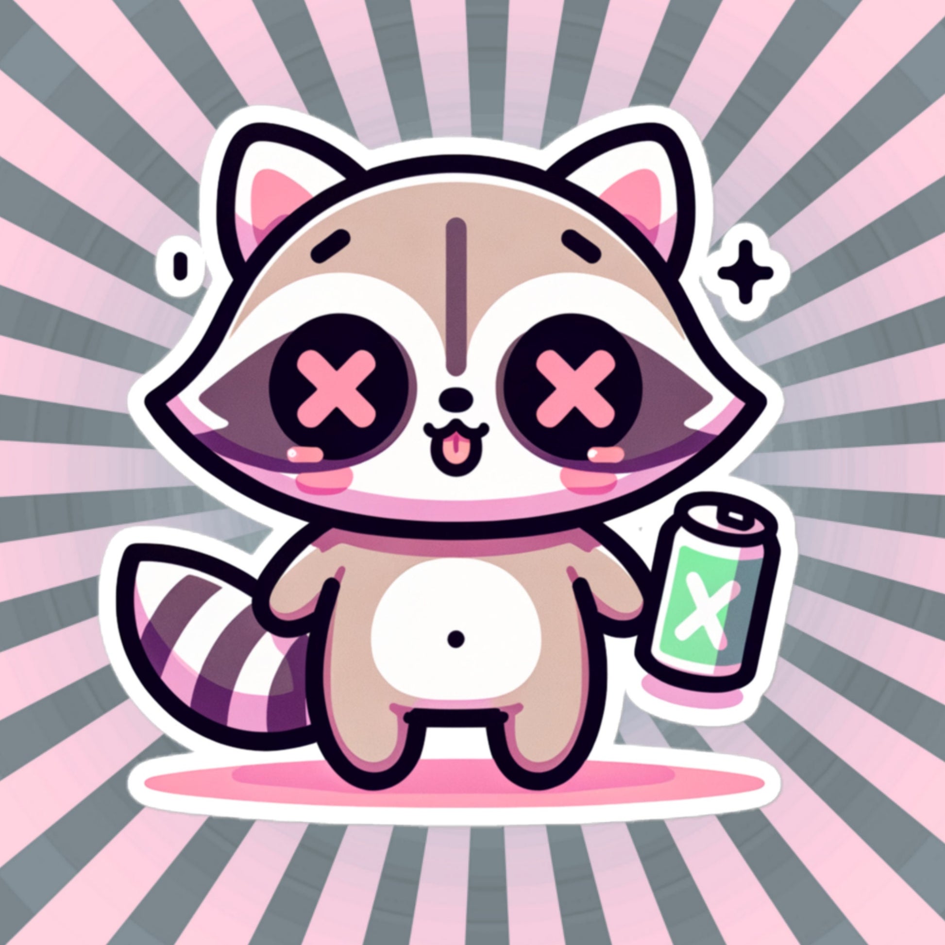 Weirdcore Pastel Goth Grunge Cute Raccoon Vinyl Sticker Trash Panda Oddcore Waterproof Sticker, Weird Stuff Unique Gift