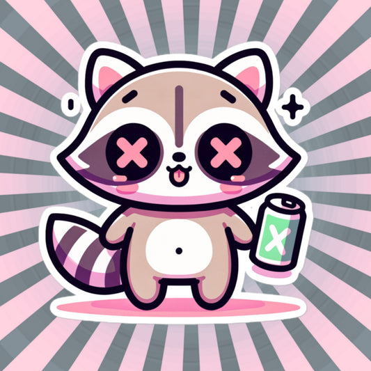Weirdcore Pastel Goth Grunge Cute Raccoon Vinyl Sticker Trash Panda Oddcore Waterproof Sticker, Weird Stuff Unique Gift