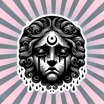 Gothic Dark Aesthetic Crying Dark Cherub Goddess Grunge Vinyl Waterproof Sticker for Tumblers, Car Bumpers, Books and Crafts