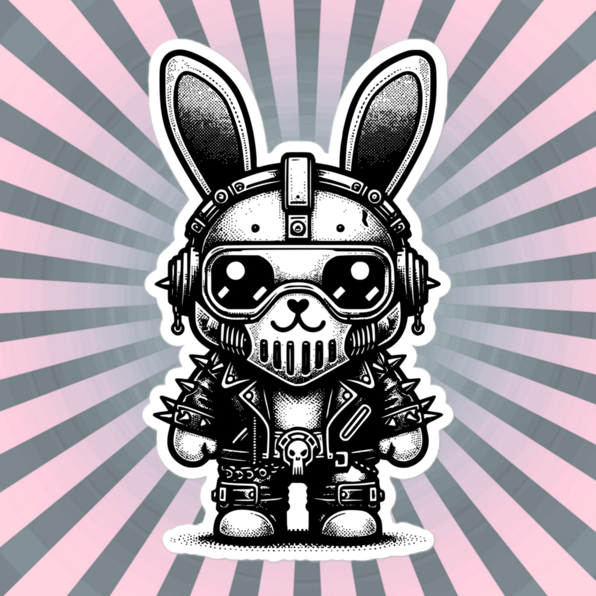 Gothic Grunge Punkrock Cyborg Bunny Rabbit Sticker Vinyl Waterproof Cyberpunk Animal Sticker for Tumblers, Car Bumpers, Books and Crafts