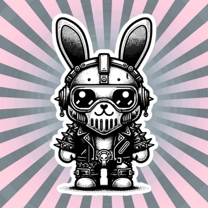 Gothic Grunge Punkrock Cyborg Bunny Rabbit Sticker Vinyl Waterproof Cyberpunk Animal Sticker for Tumblers, Car Bumpers, Books and Crafts