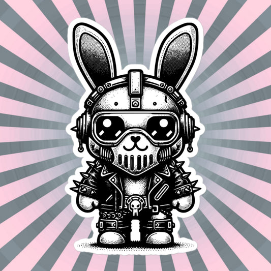 Gothic Grunge Punkrock Cyborg Bunny Rabbit Sticker Vinyl Waterproof Cyberpunk Animal Sticker for Tumblers, Car Bumpers, Books and Crafts