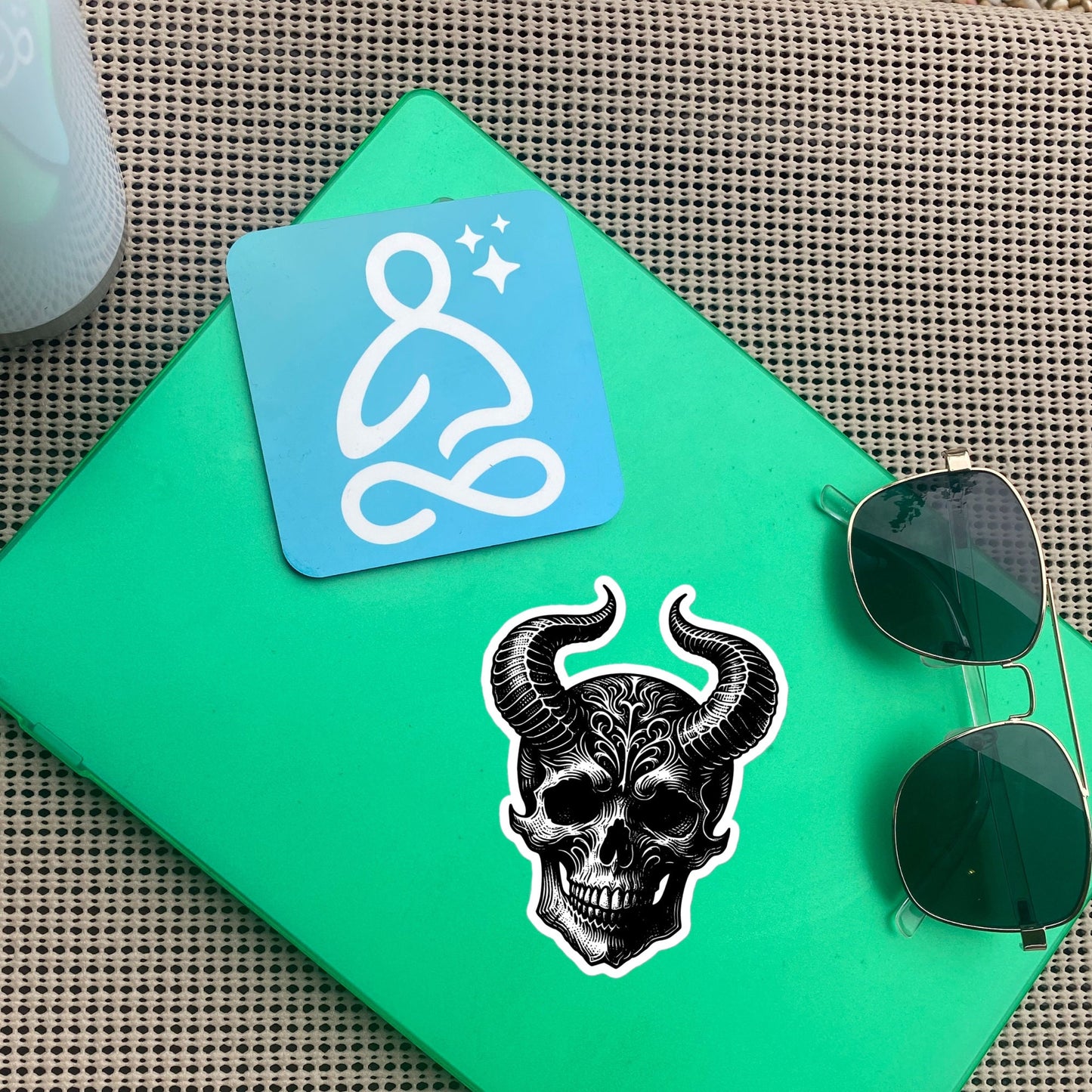 Gothic Dark Aesthetic Horned Skull Sticker Grunge Vinyl Waterproof Sticker for Tumblers, Car Bumpers, Books and Crafts