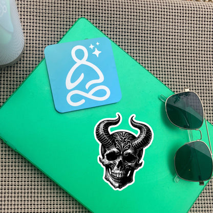 Gothic Dark Aesthetic Horned Skull Sticker Grunge Vinyl Waterproof Sticker for Tumblers, Car Bumpers, Books and Crafts