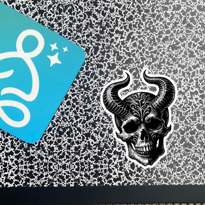 Gothic Dark Aesthetic Horned Skull Sticker Grunge Vinyl Waterproof Sticker for Tumblers, Car Bumpers, Books and Crafts