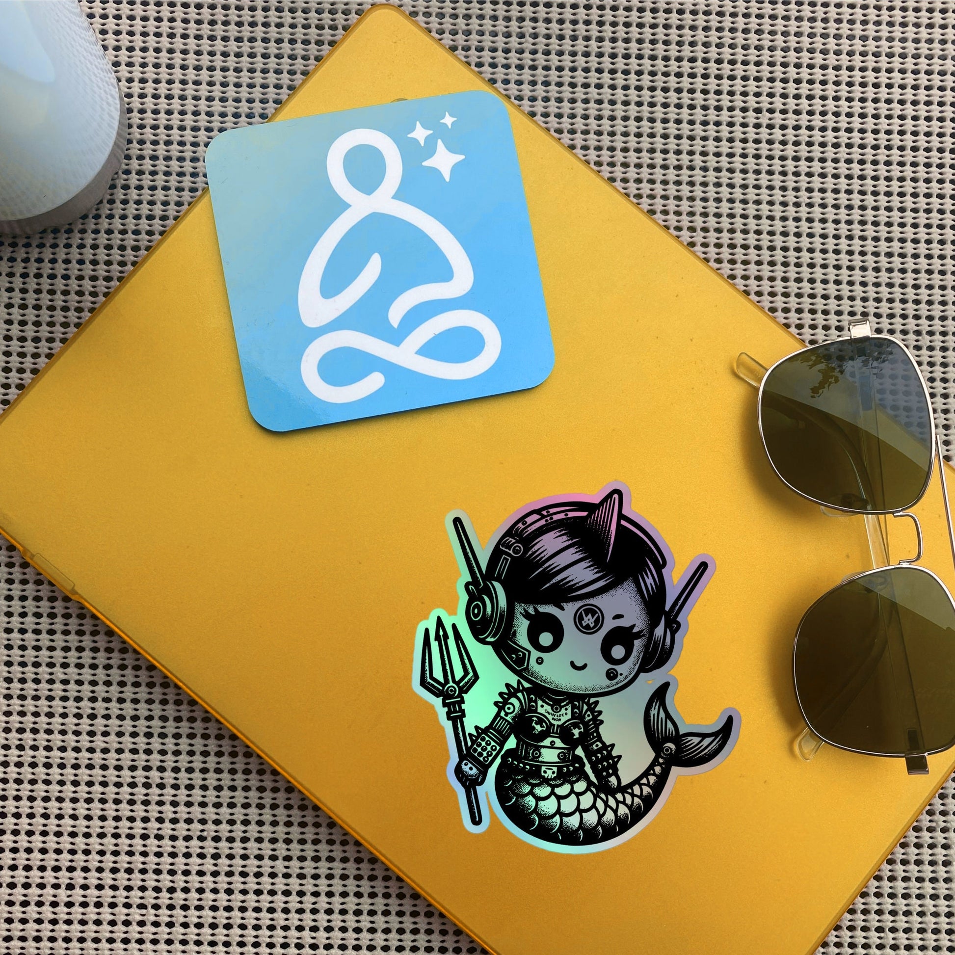 Gothic Grunge Punkrock Cyborg Mermaid Sticker Vinyl Holographic Cyberpunk Sticker for Tumblers, Phone Cases, Laptops, Books and Crafts