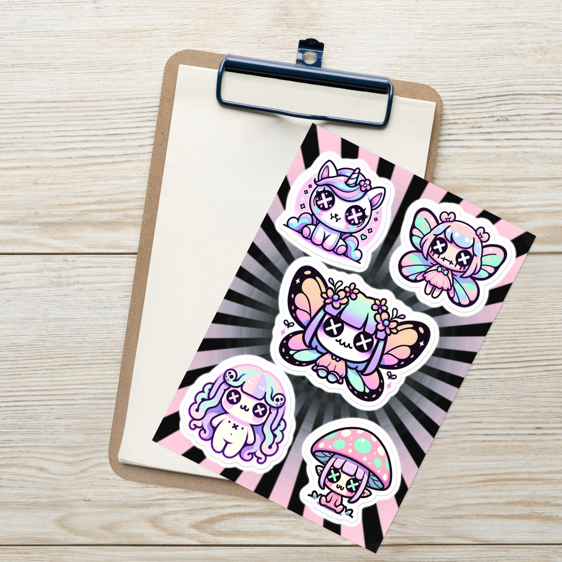 Creepy Cute Gore Mythical Faery Characters Sticker Sheet Grunge Pastel Goth Unicorn Mushroom Elf Fairy Medusa Sticker Pack