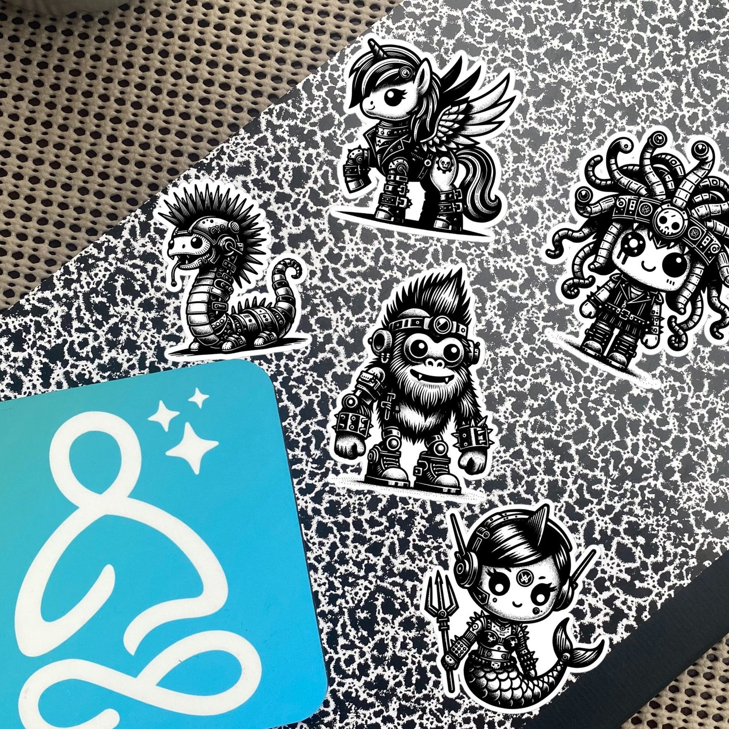 Gothic Grunge Punkrock Cryptid Vinyl Sticker Sheet Sasquatch Lock Ness Medusa Mermaid Unicorn Sticker Pack