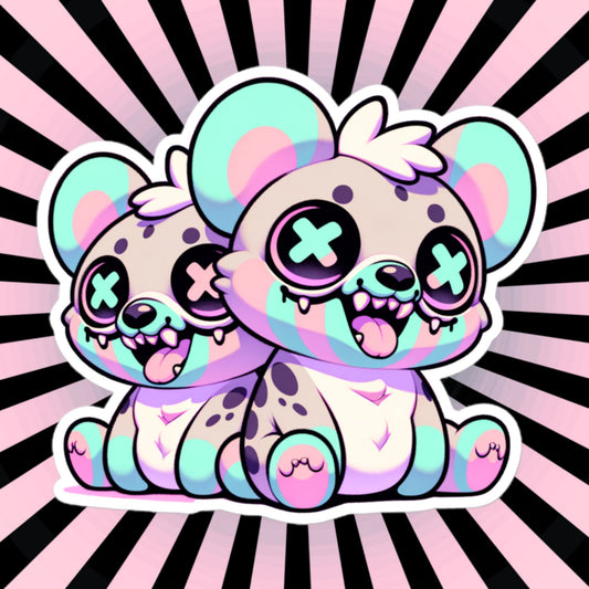 Creepy Cute Gore Weirdcore Hyenas Vinyl Sticker Grunge Pastel Goth Hyena Weird Sticker Gifts