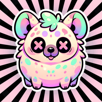 Creepy Cute Gore Clowncore Chunky Hyena Sticker Weirdcore Grunge Pastel Goth Hyena Vinyl Waterproof Sticker