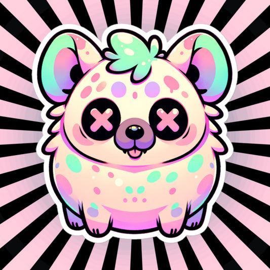 Creepy Cute Gore Clowncore Chunky Hyena Sticker Weirdcore Grunge Pastel Goth Hyena Vinyl Waterproof Sticker