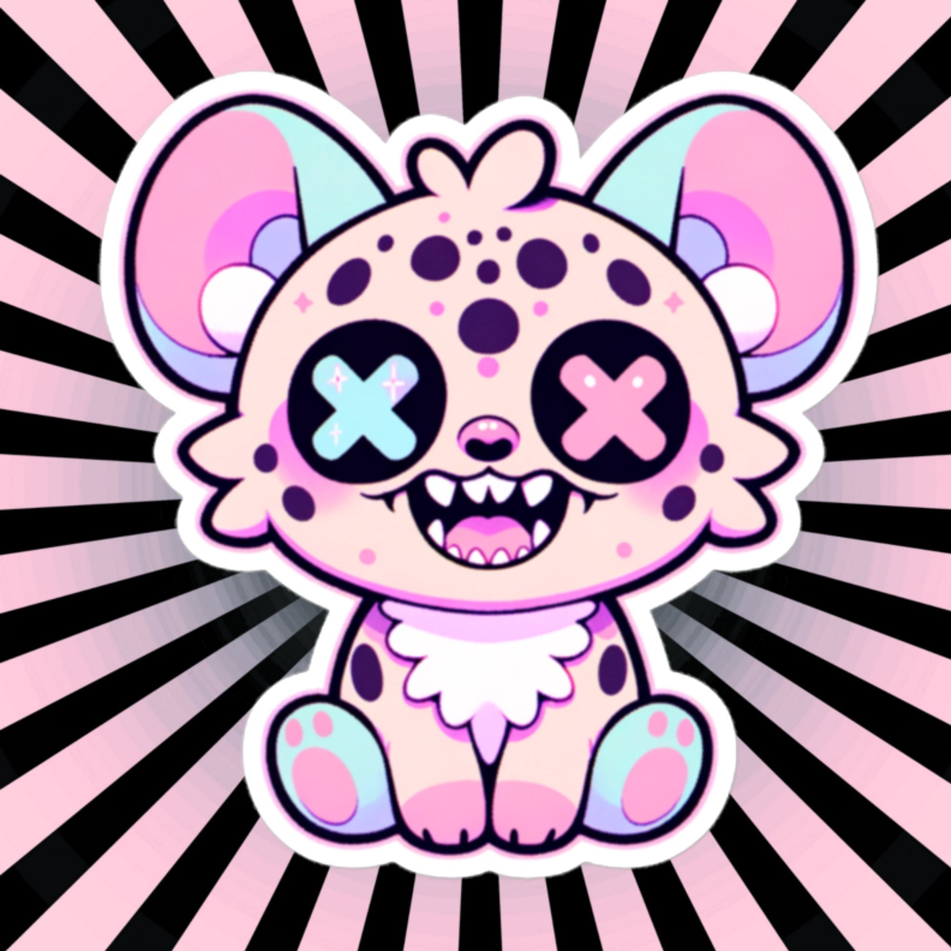 Creepy Cute Gore Clowncore Laughing Hyena Sticker Weirdcore Grunge Pastel Goth Hyena Vinyl Waterproof Sticker