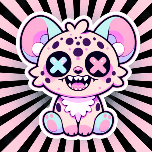 Creepy Cute Gore Clowncore Laughing Hyena Sticker Weirdcore Grunge Pastel Goth Hyena Vinyl Waterproof Sticker