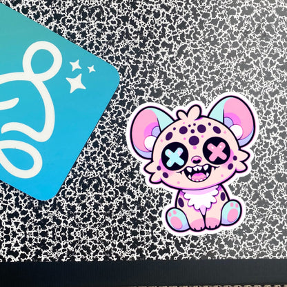 Creepy Cute Gore Clowncore Laughing Hyena Sticker Weirdcore Grunge Pastel Goth Hyena Vinyl Waterproof Sticker