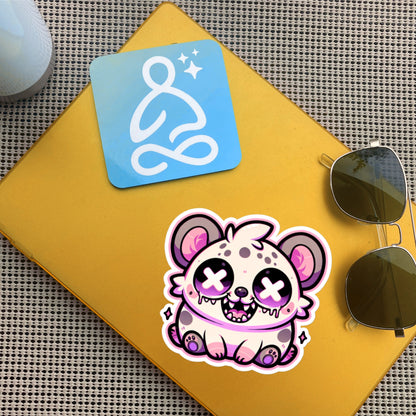Creepy Cute Gore Clowncore Crazy Hyena Sticker Weirdcore Grunge Pastel Goth Hyena Vinyl Waterproof Sticker