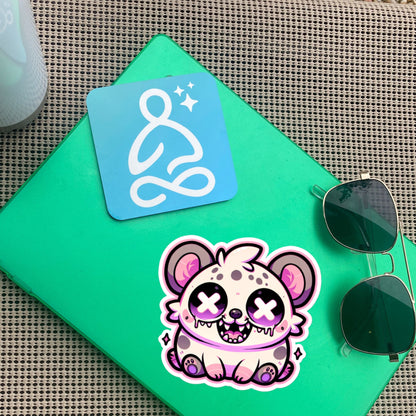 Creepy Cute Gore Clowncore Crazy Hyena Sticker Weirdcore Grunge Pastel Goth Hyena Vinyl Waterproof Sticker