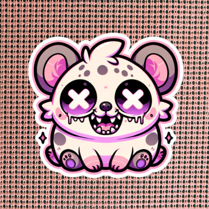Creepy Cute Gore Clowncore Crazy Hyena Sticker Weirdcore Grunge Pastel Goth Hyena Vinyl Waterproof Sticker