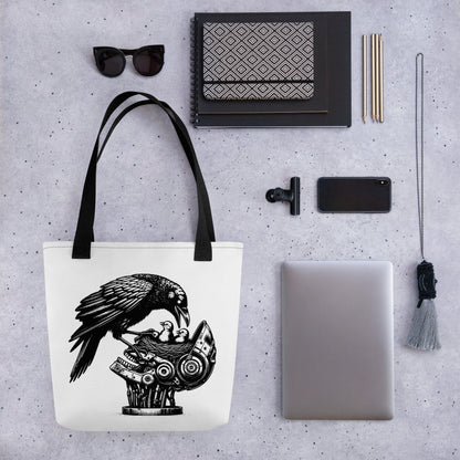 White Pastel Goth Grunge Punk Raven Rewire Robot Tote Bag Animal vs Tech Gothic DreamSage Tote Bag